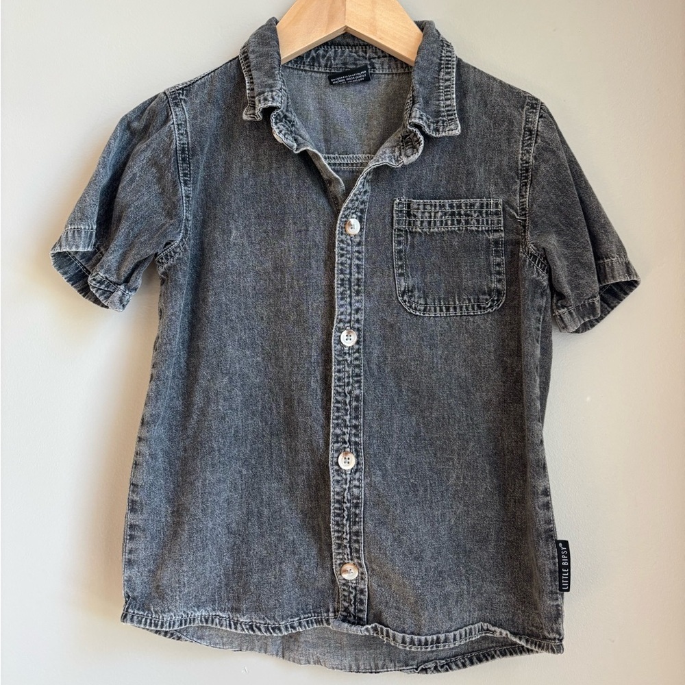 Wonder Nation Denim Shirt 3T | Acid Wash Button-Up Toddler Western Style Top
